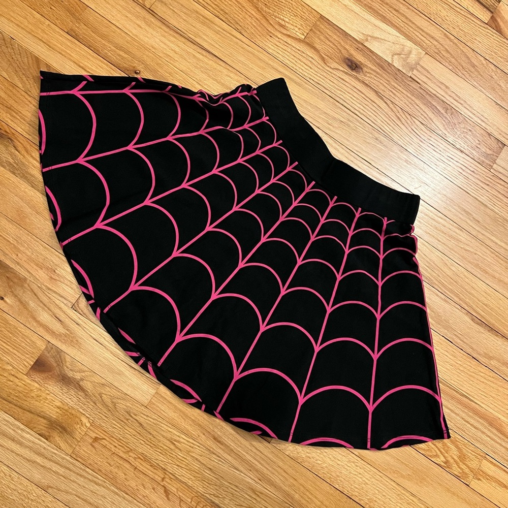 Kreepsville666 spider web skater skirt
